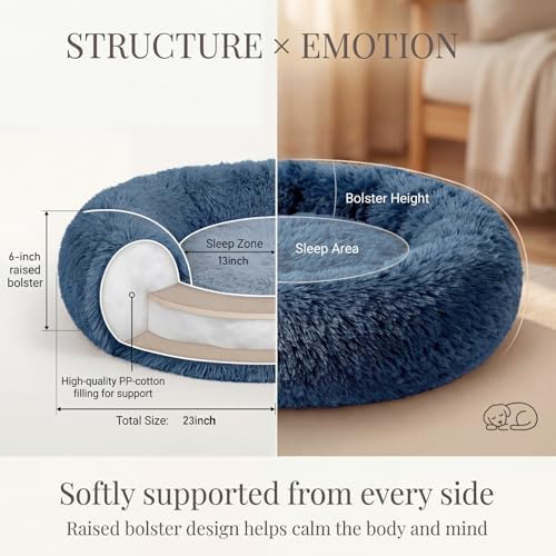nononfish Plush Dog Bed for Small Dogs,Soft Calming Donut Bed