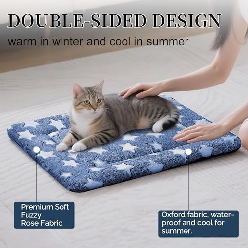 Dog Bed Mat, Reversible Crate Pad & Cute Dog Bed - Machine Washable Kennel Mat with Ultra Soft for Small Dogs & Cats