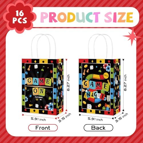 Greencian 16Pcs Game Night Party Favor Bags Family Game Night Goodie Bags