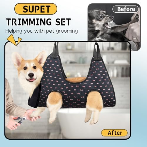 Supet Dog Grooming Hammock for Nail Trimming, Pet Grooming Hanging Harness