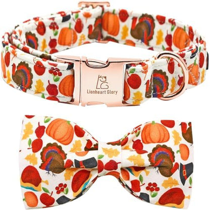 Lionheart Glory Turkey Dog Bow Collar - Bowtie Pet Gift for Girl or Boy Small Dog