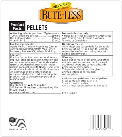 Bute-Less Comfort & Recovery Supplement Pellets, Healthy Inflammatory Response, 2 lb / 32 Day Supply