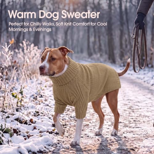 Turtleneck Dog Sweater, Thermal Knitted Sweater for Small Dogs (Camel, M)