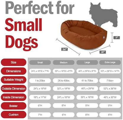 Majestic Pet 24 Inch Suede Calming Dog Bed Washable – Cozy Soft Round Dog Bed with Spine Support for Dogs to Rest Their Head - Fluffy Donut Dog Bed 24x19x7 (Inch) - Round Pet Bed Small – Rust (2025)