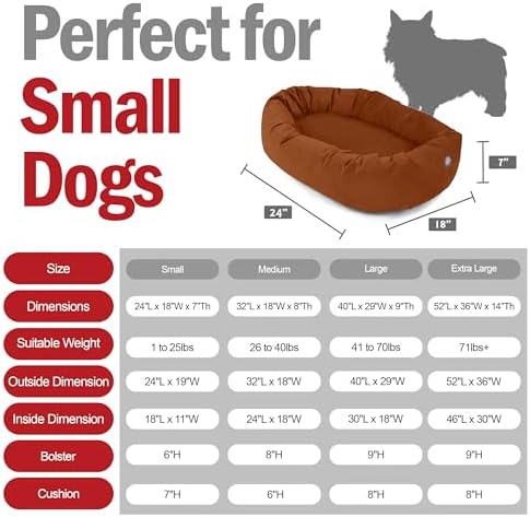 Majestic Pet Suede Shredded Memory Foam Mix Calming Dog Bed Washable - Cozy Soft Round Dog Bed with Spine for Head Support - Fluffy Donut Dog Bed, 24 Inch, Rust