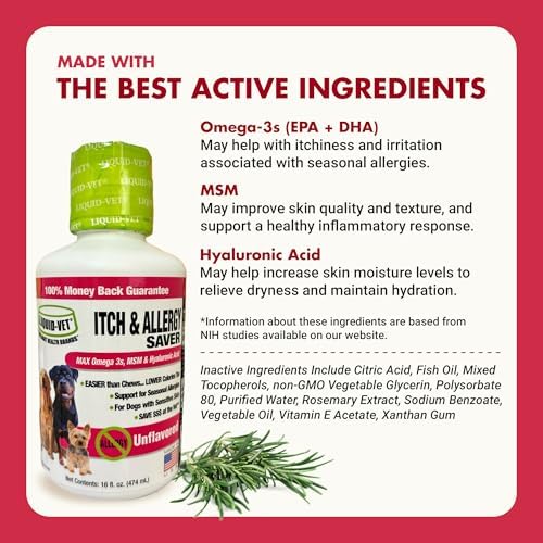 LIQUID-VET K9 Itch & Allergy Advanced - Omega-3s, MSM & Hyaluronic Acid