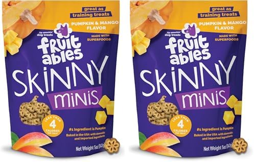 Fruitables Dog Treats, Pumpkin Mango, 5 Ounces | Pack of 2 | Low Calorie | Training Treats | Grain Free
