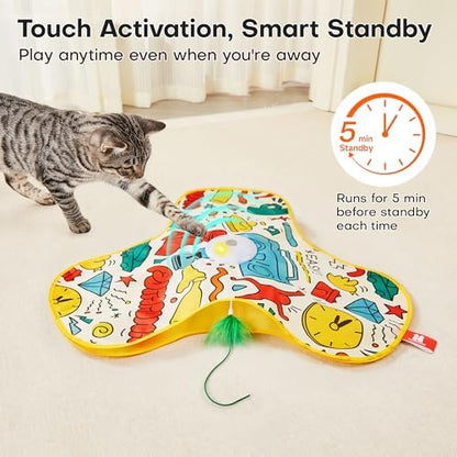 Potaroma Interactive Cat Feather Toys, Hide and Seek Moving Feather Wand