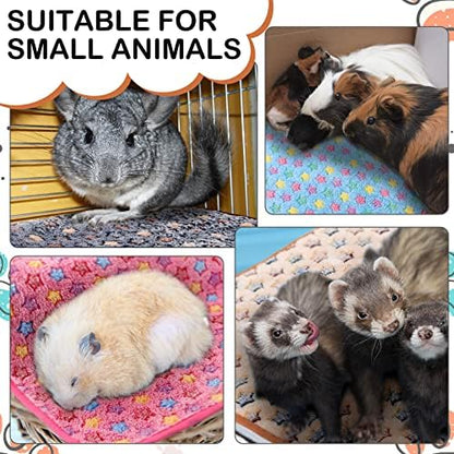 Reginary 4 Pcs Guinea Pig Fleece Cage Liners, Star Pattern, 12 x 12 Inch