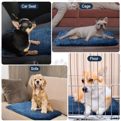 Drydiet 4 Pcs Self Heating Cat Pad Self Warming Cat Bed Dog Heating Pad Washable Thermal Pet Mat for Indoor Outdoor Pet 16 x 20 Inch Removable Non Slip(Navy Blue)