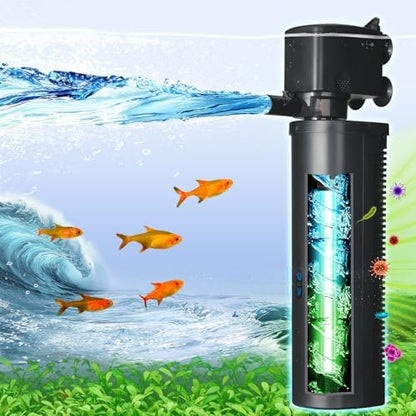 COOSPIDER Aquarium Filter with 9W U-V Light 500GPH for 100-300 Gallon Tank
