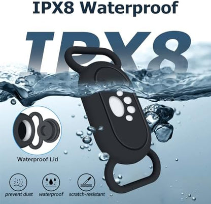 for Samsung Galaxy SmartTag2 Dog Collar Holder, 2 Pack Waterproof Anti-Lost Silicone Case for Galaxy Smart Tag 2 for Pet Dog Cat Collars (Black/Black)