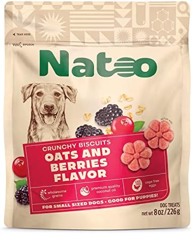 NATOO Biscuits for Small Dogs & Puppies, Oats & Berry, 8 oz