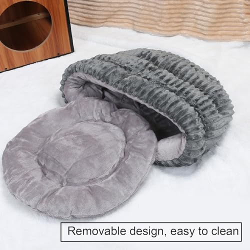 Buachois Cat Cave Bed Self Warming Semi Closed Soft Washable Pet Nest
