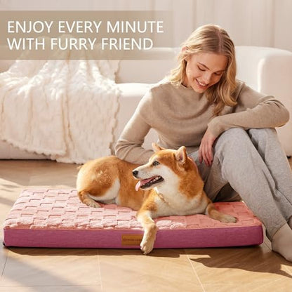 Patas Lague Orthopedic Dog Bed Washable Pet Crate Mat 30''X20'' Pink