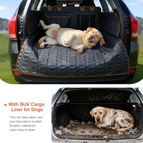 Reliadura SUV Cargo Liner for Dogs, Waterproof Trunk Cover with Bumper Flap