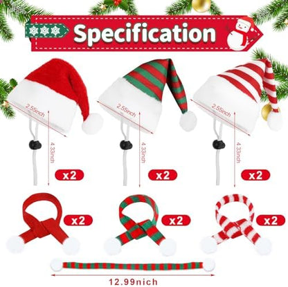 FOIMAS 12pcs Christmas Pet Chicken Hat Scarf Set Small Animal Hat Costume Set for Hen Duck Hamster Guinea Pig Rabbit Kitty Puppy Parrot Lizard Xmas Party Supply
