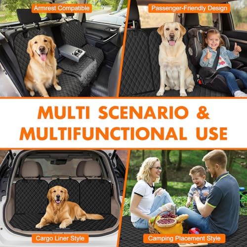 NECKORY Dog Car Seat Cover for Back Seat, Fits Cars/SUVs/Trucks, M-Black