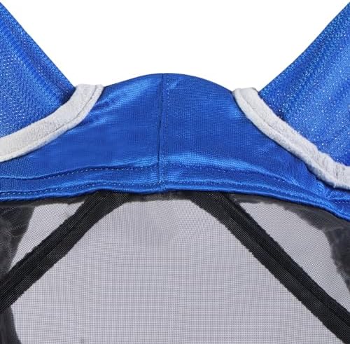 Harrison Howard CareMaster Pro Luminous Horse Fly Mask Large Eye Space Standard with Ears UV Protection for Horse Signature Blue XL Extra Full Size