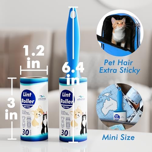150 Sheets Mini Lint Rollers for Clothes, Small Size, 5 Count