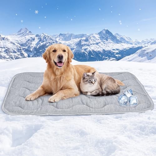 Dog Cooling Mat Q-Max>0.4 47.2" *29.6" Self Cool Pad for Dogs and Cats with Anti-Slip Bottom, Washable Portable Pet Sleeping Pad for Summer，X-Larger Size
