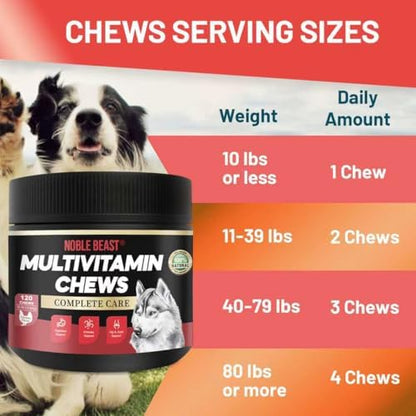 Noble Beast Dog Multivitamin Soft Chews - Joint, Gut & Coat, Chicken, 120Ct