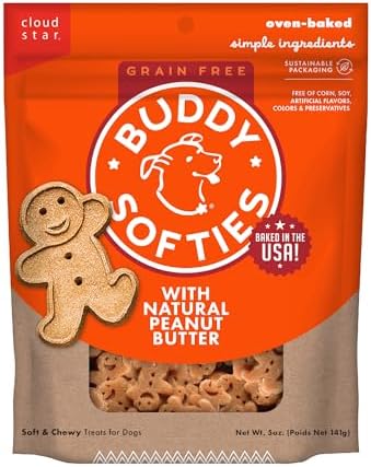 Buddy Biscuits Soft & Chewy Grain Free Dog Treats, Peanut Butter, 5 oz