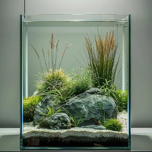 Vimvins 2 Gallon Glass Fish Tank, Easy to Maintain Small Aquarium for Betta/Snails/Shrimp and Aquatic Planting.
