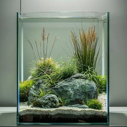 Vimvins 2 Gallon Glass Fish Tank, Easy to Maintain Small Aquarium for Betta/Snails/Shrimp and Aquatic Planting.