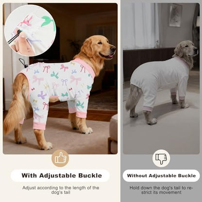 Bienbee Dog Pajamas, 4 Pack Adjustable Onesies for Small to Large Dogs M