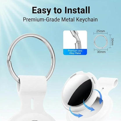 4 Pack Compatible with Apple AirTag Holder Case Keychain Car Accessories Thick Protective Ultra Thin GPS Tracker Finders with Silicone Soft Keyring for Air tagHolder Pet Tracking Key Luggage Bags Kids