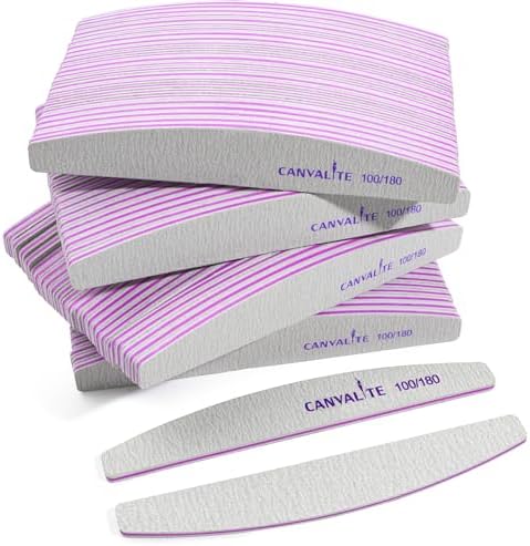 Canvalite 100 PCS Nail File Professional Nail Files Reusable Double Sided Emery Board(100/180 Grit) Nail Styling Tools for Home and Salon Use