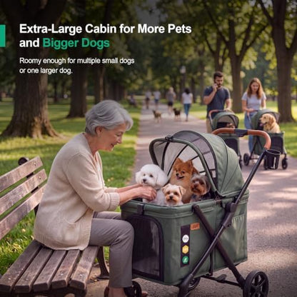 JWX Pet Stroller for Medium and Large Dogs, 77 lb Capacity, Foldable