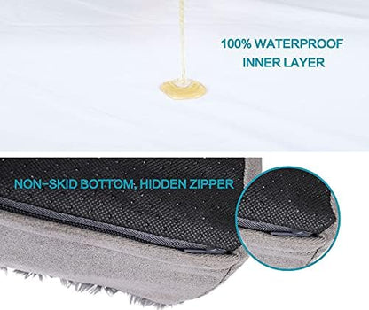 Jumbo Human Dog Bed, Orthopedic Memory Foam Pet Mat, Washable Dog Crate Bed with Cooling Gel, Removable Cover & Waterproof Lining