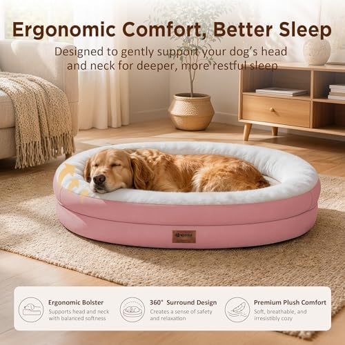 Waterproof Orthopedic Dog Bed for Extra Large Dogs, Pink
