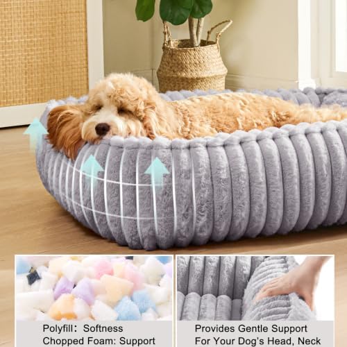 Small Dog Bed Calming Cat Bed for Indoor Cats 20’’x16’’ Grey