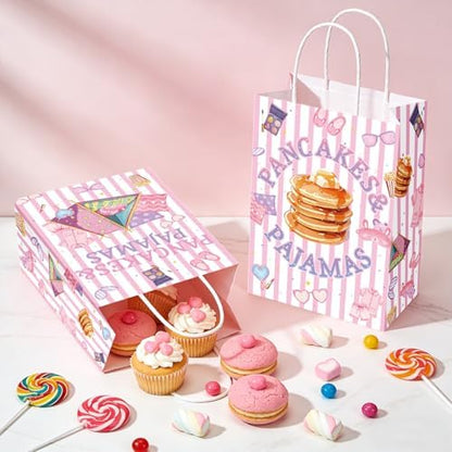 16Pcs Pancakes Pajamas Party Favor Bags Pink Slumber Brunch Goodie Bags