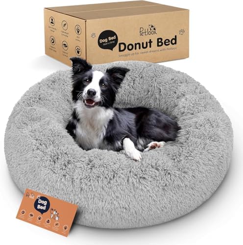 Calming Donut Dog Bed for Small Dogs, Round Dog Bed for Medium & Large Dogs
