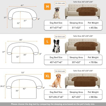 GGIB Calming Dog Bed Fluffy Plush Dog Mat for Furniture Protector with Removable Washable Cover for Large Medium Small Dogs and Cats (Medium, Coffee)