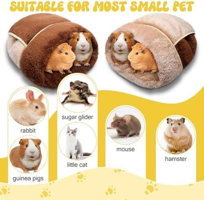 Wenqik 2 Pcs Guinea Pig Fleece Hideouts, Dark Brown, Light Coffee, Plain