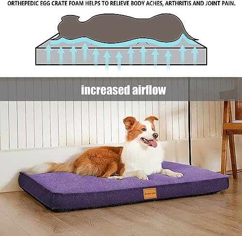 Patas Lague Orthopedic Large Dog Bed Washable Pet Sofa Mat 48''X30''Purple