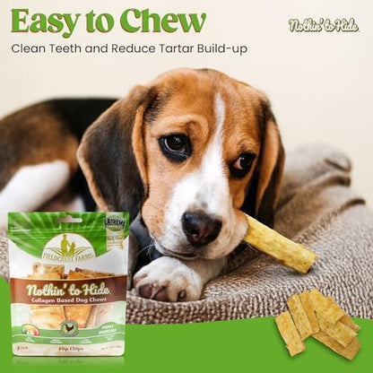 Fieldcrest Farms Nothin to Hide Flip Chips Dog Chews - Natural Rawhide Alternative Treats for Dogs, Collagen Based Snack for Moderate Chewers Up to 35lbs, Chicken Flavor - 2 Packs (16 Chips)