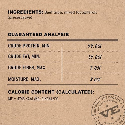 Vital Essentials Freeze Dried Dog Treats, Beef Tripe Bites, 2.3 oz Bag