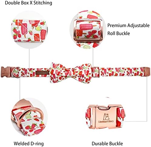 Lionheart glory Dog Collar, Dog Collar with Bow, Popsicle Print Girl or Boy Dog Bowtie Collar Cute Pet Collar Gift for X-Small Puppy and Cat