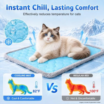 SZEE Elevated Cat Bed, Wooden Raised Cat Bed with Ice Cooling Mat