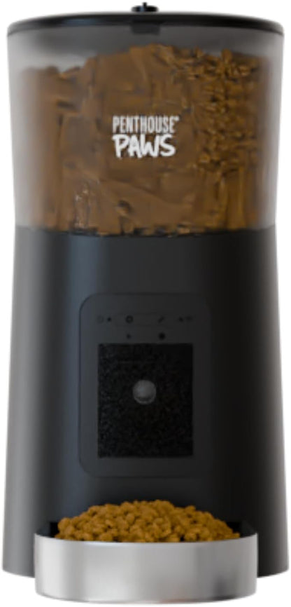 Smart HD Pet Feeder, 6L Dry Food Capacity, 1080p Camera, 2-Way Audio, Scheduled Meals, Backup Power, Easy to Clean, Anti-Jam Design for Cat & Dog, Black/Stainless Steel