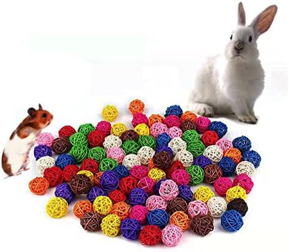 Parrot Chew Toys Bird Toys, 30 Pcs 1.2 inch Rattan Wicker Balls Parakeet Chewing Toys, for Budgies Conures Hamsters Bunny Toy, Decoration for DIY Craft Party Wedding