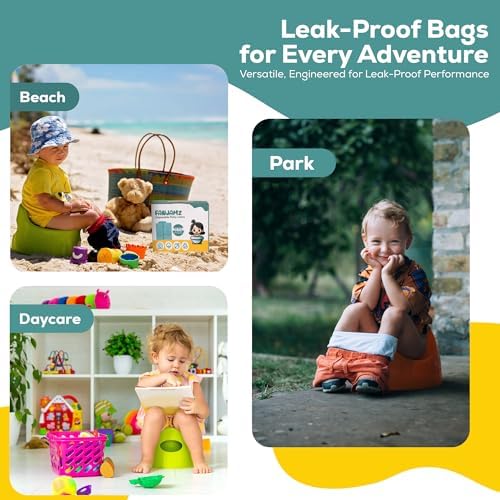 [80 Count] Potty Bags for Portable Toilet - OK Compost Certified Bathroom Trash Can Bags - 5 Liters Leak-Proof Perfect Disposable Potty Liners for Toddlers & Pets