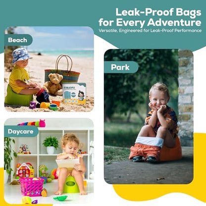 [80 Count] Potty Bags for Portable Toilet - OK Compost Certified Bathroom Trash Can Bags - 5 Liters Leak-Proof Perfect Disposable Potty Liners for Toddlers & Pets