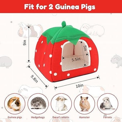 BWOGUE Guinea Pig Bed Hideout, Washable Hamster Cave for Small Animals